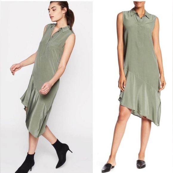 Equipment is 100% Silk Camouflage Olive Green Tira Asymmetrical Dress XS - Picture 5 of 12